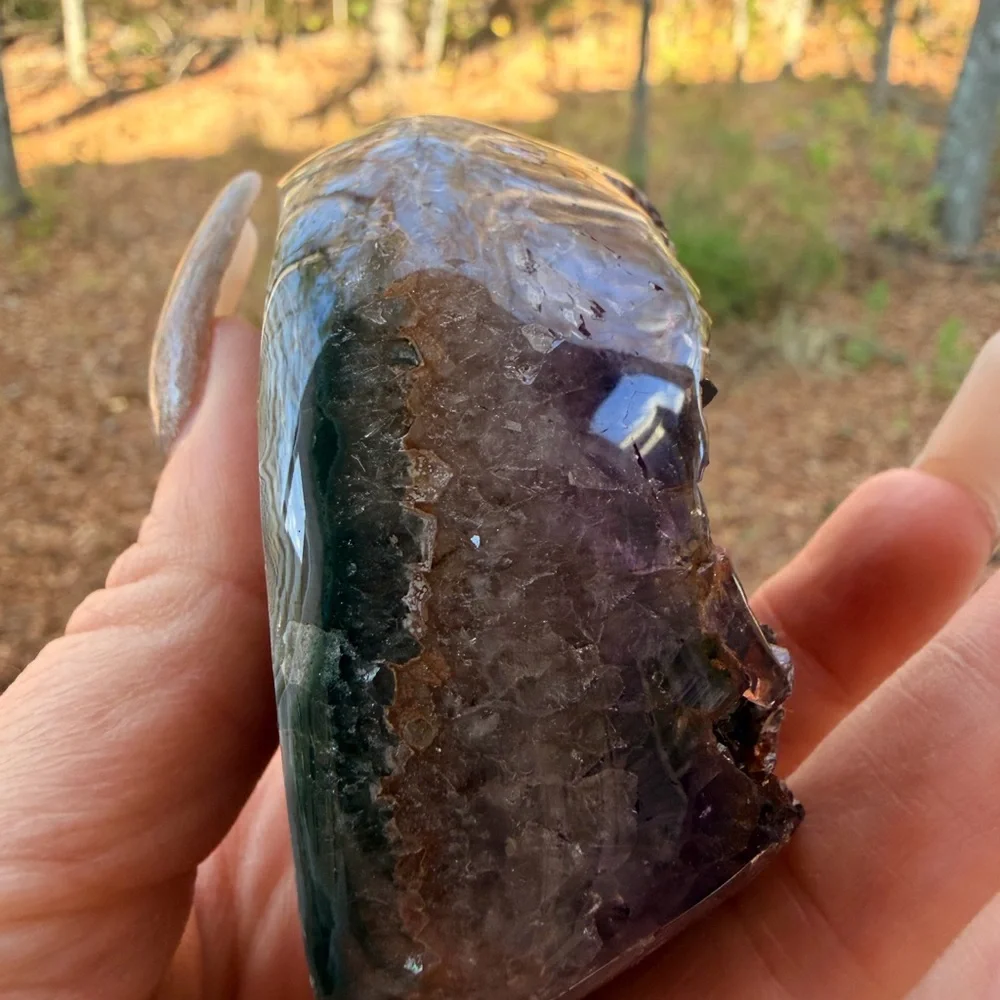 Twin Flame Fantasy Agate & Amethyst Druzy Heart | Uruguay | High Quality 0005 - Picture 8 of 13